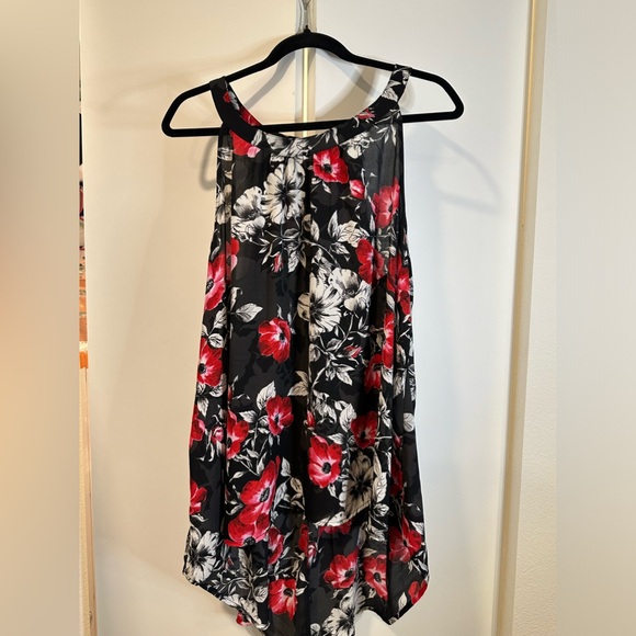 Torrid Floral Halter Neck Black/Red Sleeveless Sheer Blouse Size 1x - Picture 3 of 15